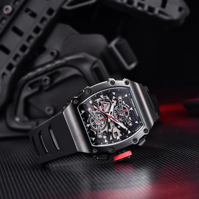 PAGANI DESIGN PD-YS011 Men's Skeleton Quartz Wristwatch with Sapphire Glass and Waterproof Stainless Steel Case - Image 3